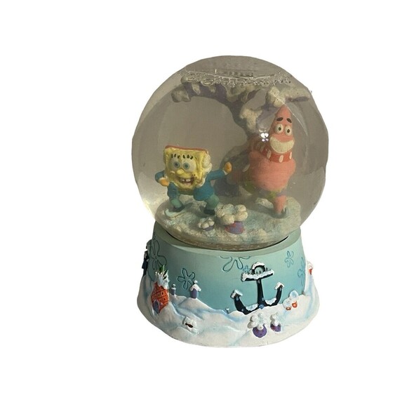 VTG Spongebob Patrick Bikini Bottom Ice Skating Musical Snow Globe Let it Snow - Picture 1 of 16